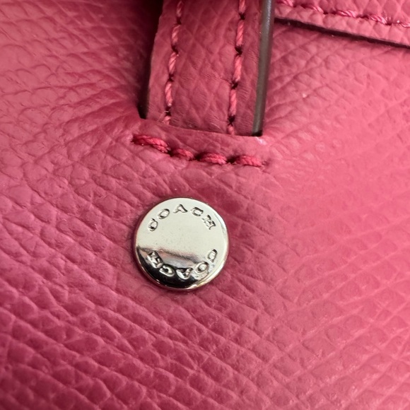 Coach Leather Crossgrain Mini Street Tote in Silver Sunset Red (Pink) - Picture 14 of 16